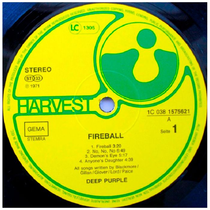 Виниловая пластинка DEEP PURPLE ‎– Fireball, 1971 (LP, Reissue 1984)