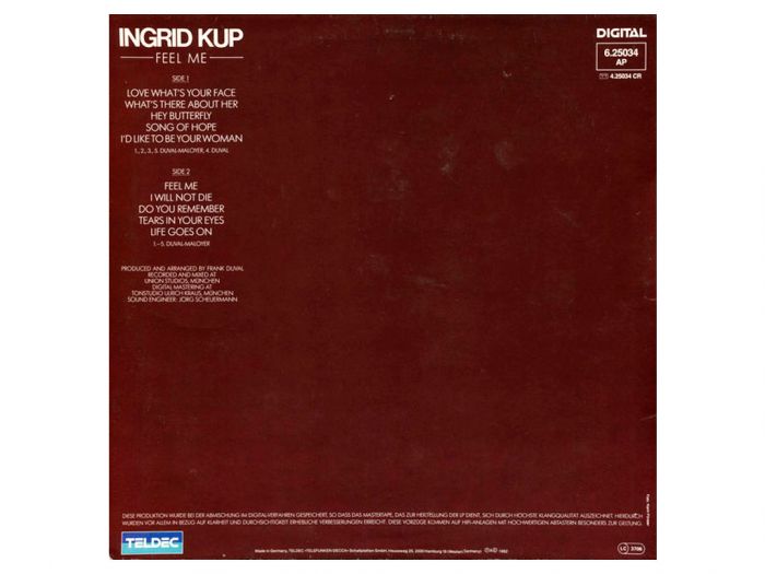 Виниловая пластинка INGRID KUP - Feel Me, 1982 (LP)
