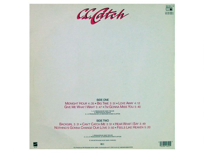 Виниловая пластинка C.C.CATCH ‎– Hear What I Say, 1989 (LP)