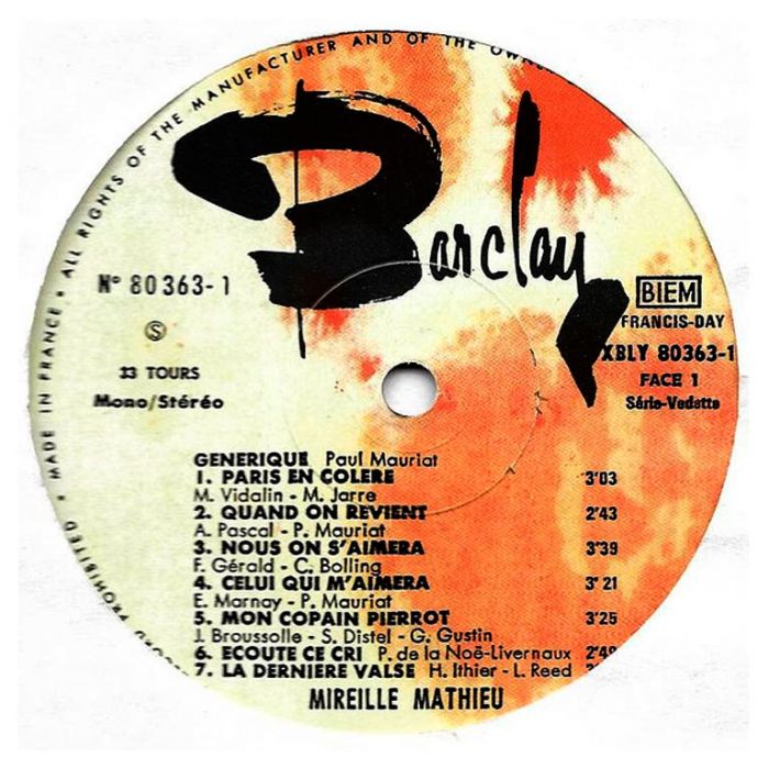 Виниловая пластинка MIREILLE MATHIEU - En Direct De L'Olympia, 1968 (LP)