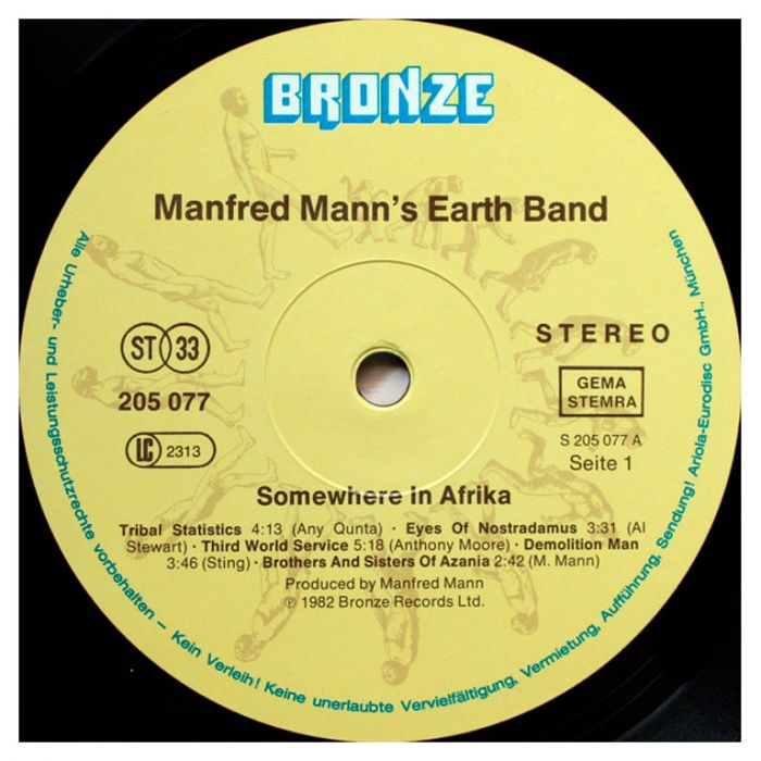Виниловая пластинка MANFRED MANN'S EARTH BAND ‎– Somewhere In Afrika, 1982 (LP)