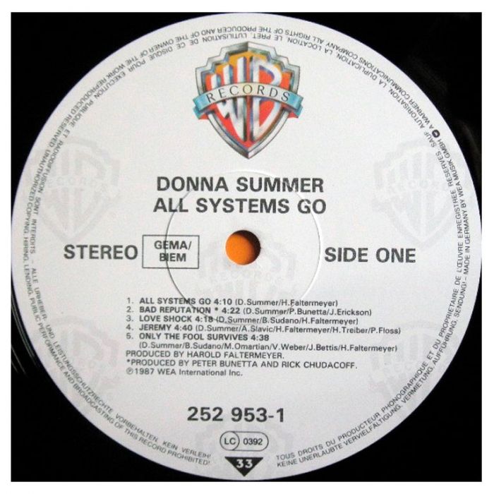 Виниловая пластинка DONNA SUMMER ‎– All Systems Go, 1987 (LP)