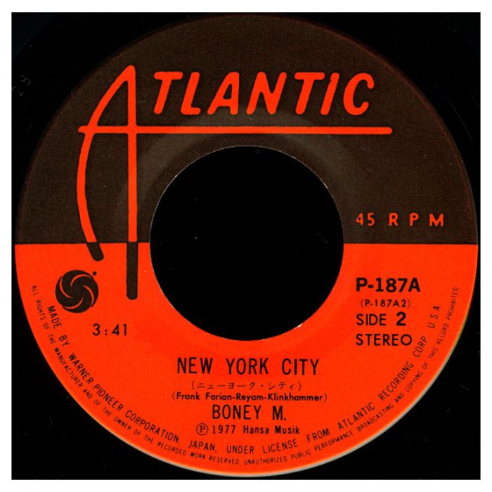 Виниловая пластинка BONEY M ‎– Sunny / New York City, 1977 (SP, Single)