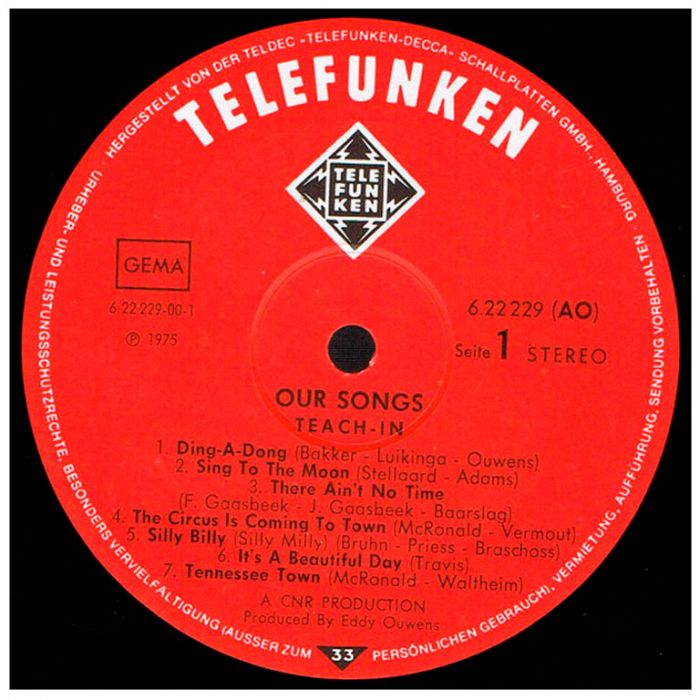 Виниловая пластинка TEACH-IN ‎– Our Songs, 1975 (LP)