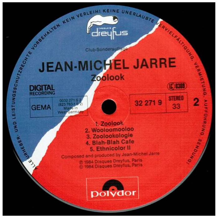 Виниловая пластинка JEAN-MICHEL JARRE - Zoolook, 1984 (LP, Club Edition)