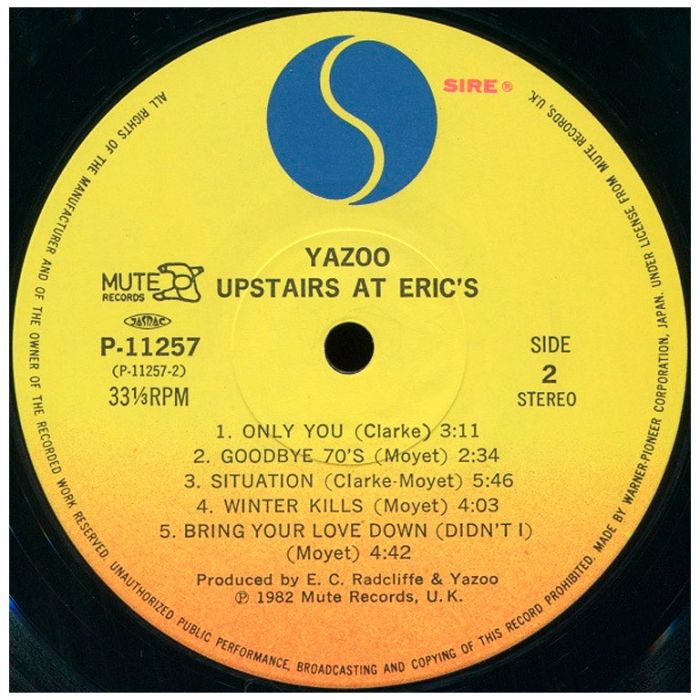 Виниловая пластинка YAZOO ‎– Upstairs At Eric's, 1982 (LP)