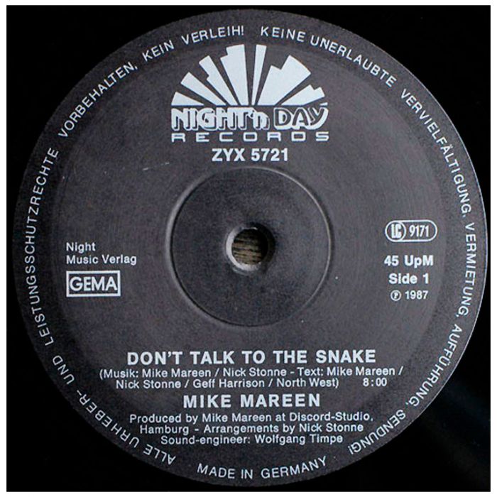 Виниловая пластинка MIKE MAREEN ‎– Don't Talk To The Snake, 1987 (EP, Maxi-Single)