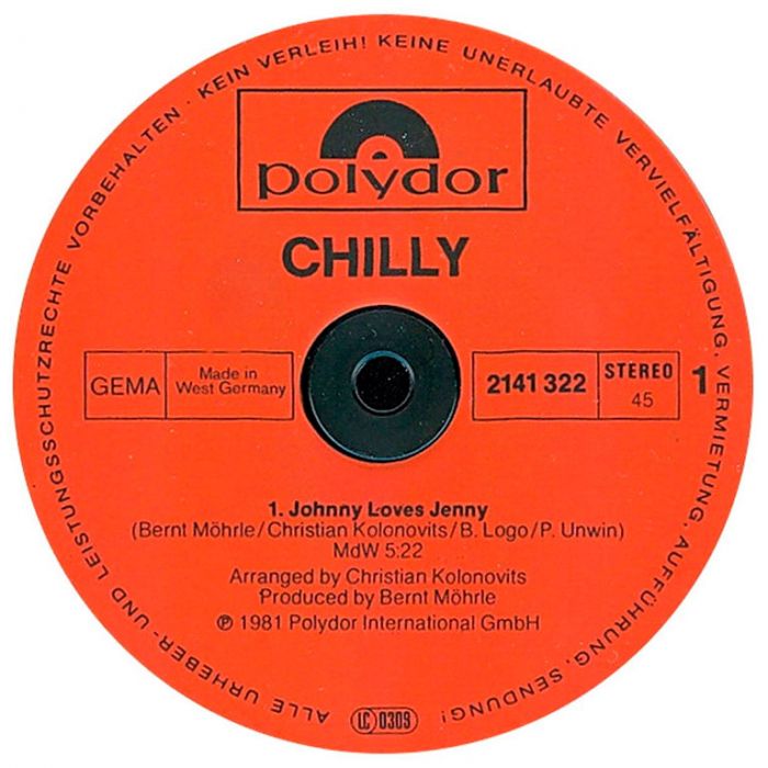 Виниловая пластинка CHILLY – Johnny Loves Jenny, 1981 (EP, Maxi-Single)