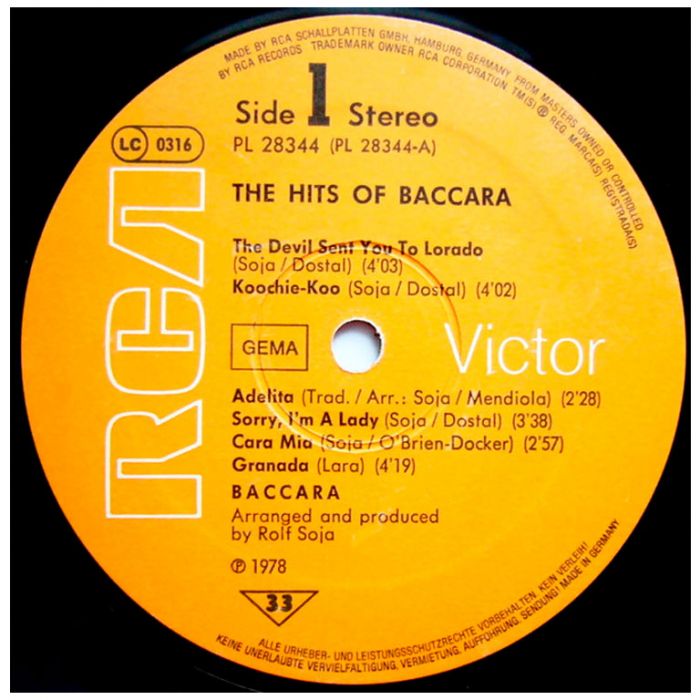 Виниловая пластинка BACCARA ‎– The Hits Of Baccara, 1978 (LP)