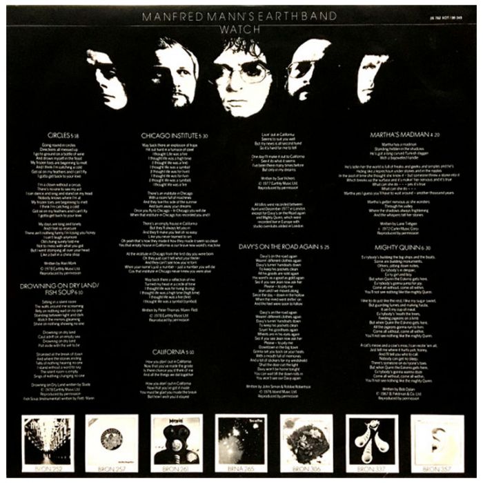 Виниловая пластинка MANFRED MANN'S EARTH BAND ‎– Watch, 1978 (LP, Club Edition)