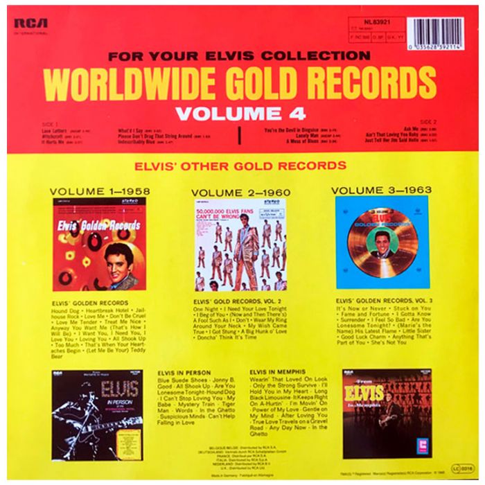 Виниловая пластинка ELVIS PRESLEY - Elvis' Gold Records - Volume 4, 1968 (LP)