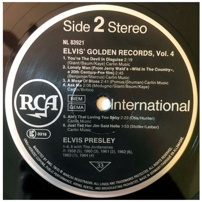 Виниловая пластинка ELVIS PRESLEY - Elvis' Gold Records - Volume 4, 1968 (LP)