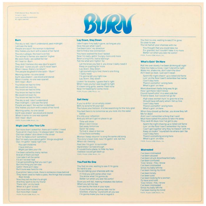 Виниловая пластинка DEEP PURPLE ‎– Burn, 1974 (LP, Reissue 1976)
