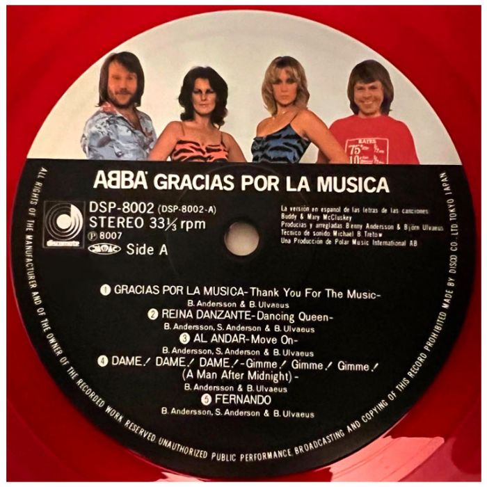 Виниловая пластинка ABBA ‎– Gracias Por La Musica, 1980 (LP, Red Transparent Vinyl)