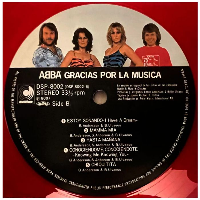 Виниловая пластинка ABBA ‎– Gracias Por La Musica, 1980 (LP, Red Transparent Vinyl)