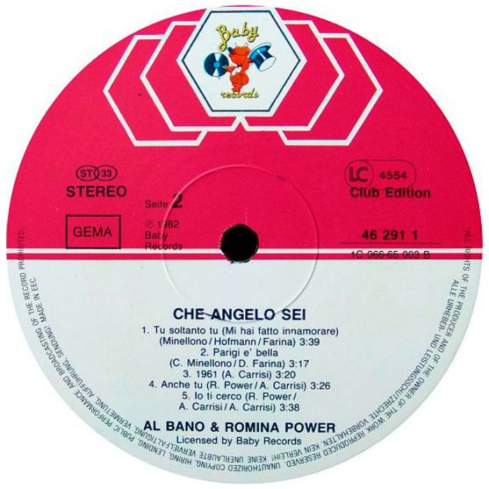 Виниловая пластинка AL BANO & ROMINA POWER ‎– Che Angelo Sei, 1982 (LP, Club Edition)