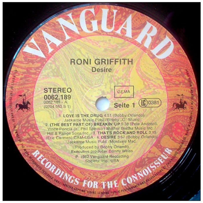 Виниловая пластинка RONI GRIFFITH ‎– Desire, 1982 (LP)