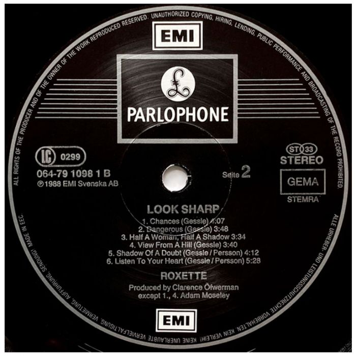 Виниловая пластинка ROXETTE ‎– Look Sharp!, 1988 (LP)