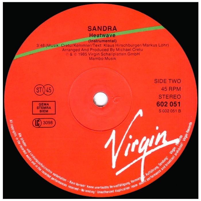 Виниловая пластинка SANDRA ‎– In The Heat Of The Night, 1985 (EP, Maxi-Single)