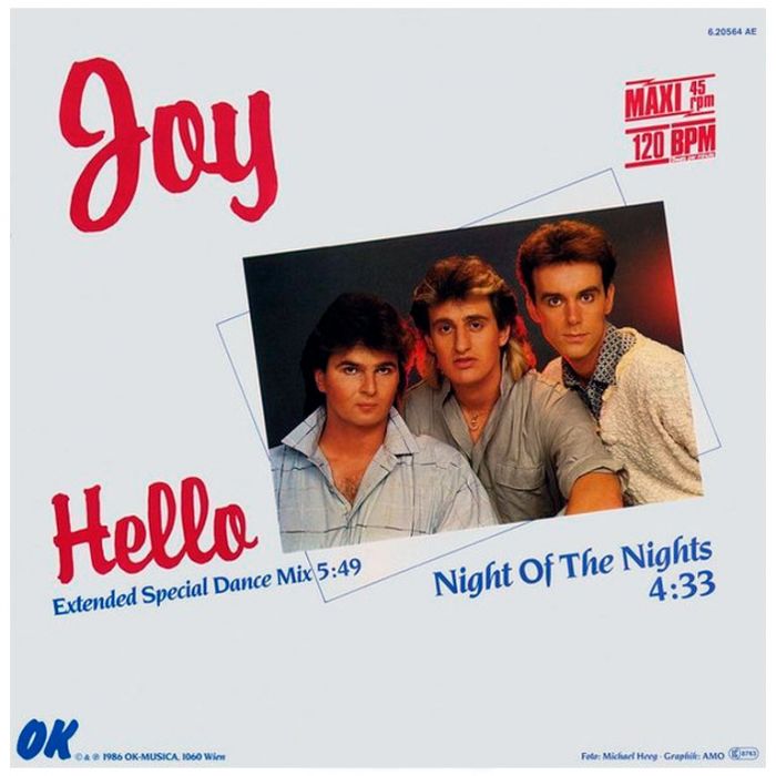 Виниловая пластинка JOY ‎– Hello (Extended Special Dance Mix), 1986 (EP, Maxi-Single)