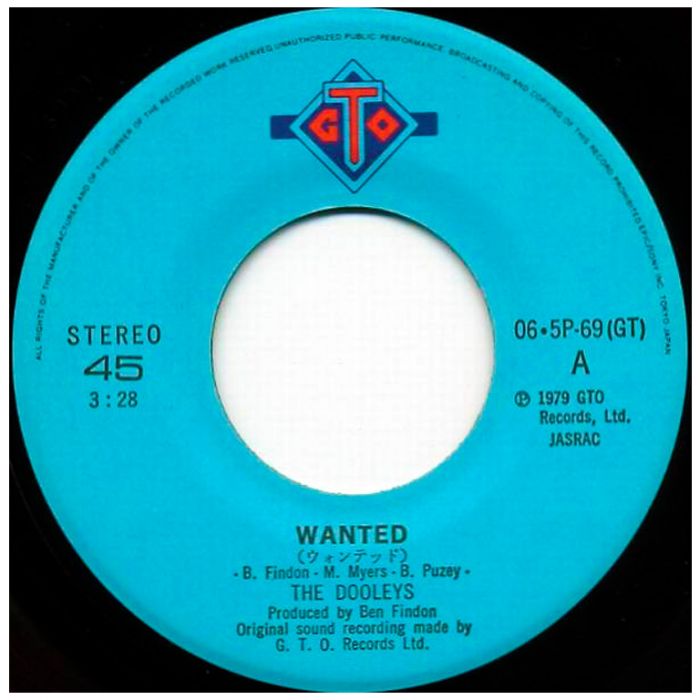 Виниловая пластинка THE DOOLEYS ‎– Wanted, 1979 (SP)