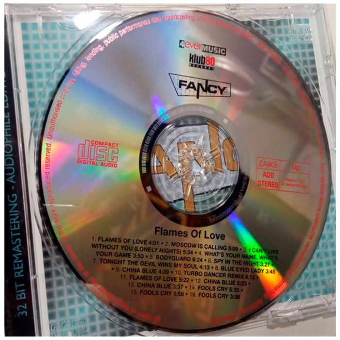 Компакт диск FANCY ‎– Flames Of Love, 1988 (CD, Reissue, Remastering Audiophile Edition, Unofficial Release 2010)