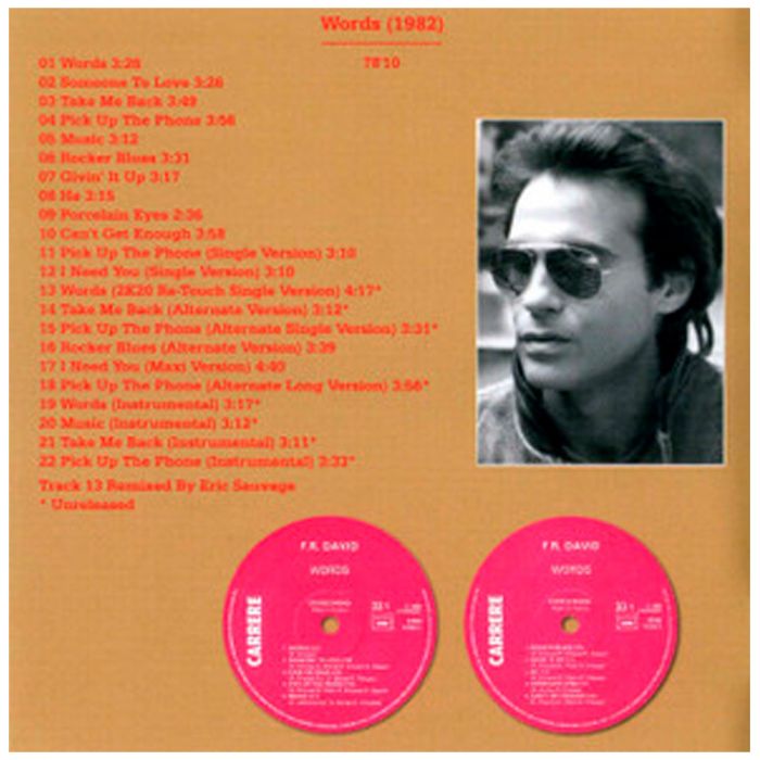 Компакт диск F.R.DAVID ‎– Words, 1982 (CD, Remastered, Unofficial Release 2022)