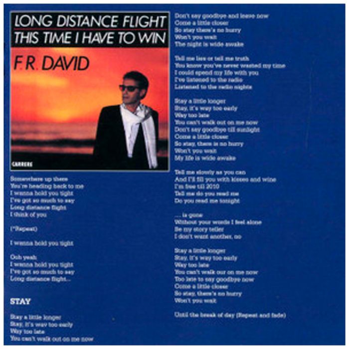 Компакт диск F.R.DAVID ‎– Long Distance Flight, 1984 (CD, Remastered, Unofficial Release 2022)
