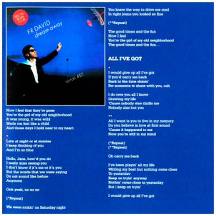 Компакт диск F.R.DAVID ‎– Long Distance Flight, 1984 (CD, Remastered, Unofficial Release 2022)