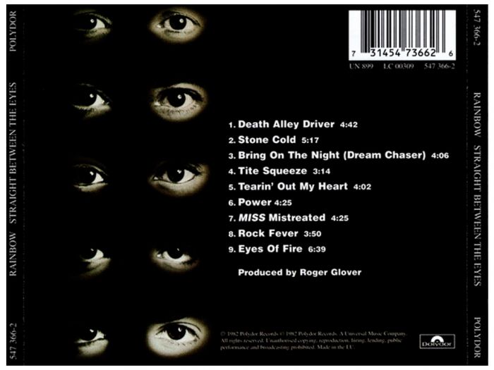 Компакт диск RAINBOW – Straight Between The Eyes, 1982 (CD, Reissue, Remastered, Unofficial Release 1999)
