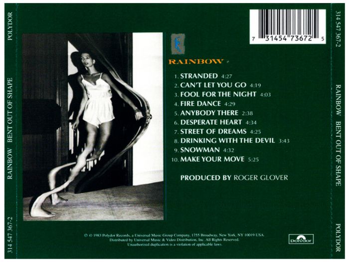Компакт диск RAINBOW – Bent Out Of Shape, 1983 (CD, Reissue, Remastered, Unofficial Release 1999)