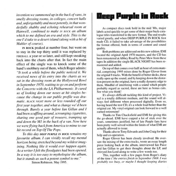 Компакт диск DEEP PURPLE – Deep Purple In Rock, 1970 (CD, Reissue, Anniversary Edition, Unofficial Release 1995)