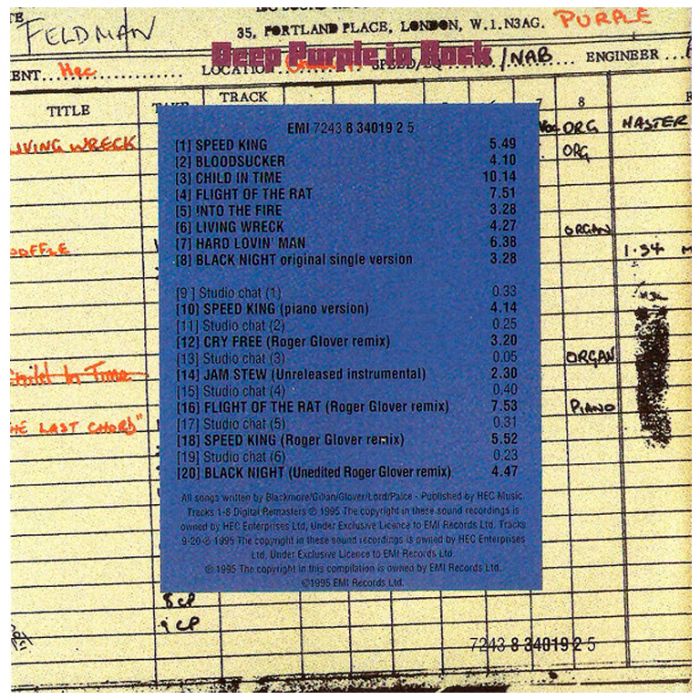 Компакт диск DEEP PURPLE – Deep Purple In Rock, 1970 (CD, Reissue, Anniversary Edition, Unofficial Release 1995)