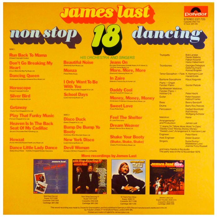 Виниловая пластинка JAMES LAST ‎– Non Stop Dancing 18, 1976 (LP)