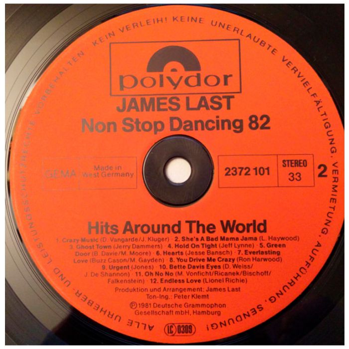 Виниловая пластинка JAMES LAST ‎– Non Stop Dancing '82 - Hits Around The World, 1982 (LP)
