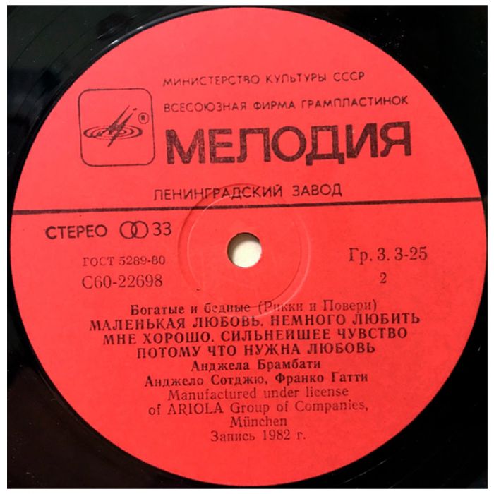 Виниловая пластинка RICCHI E POVERI ‎– Богатые и Бедные, 1985 (LP)
