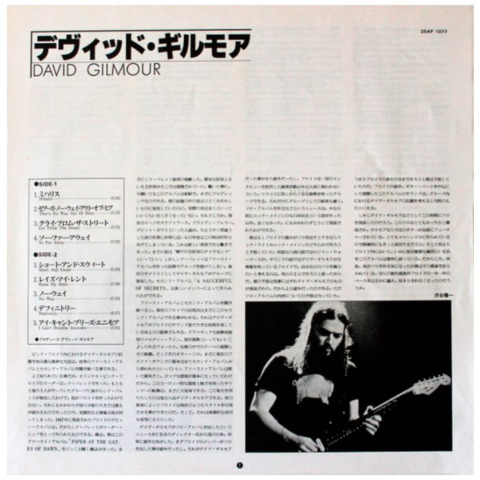Виниловая пластинка DAVID GILMOUR (PINK FLOYD) ‎– David Gilmour, 1978 (LP)