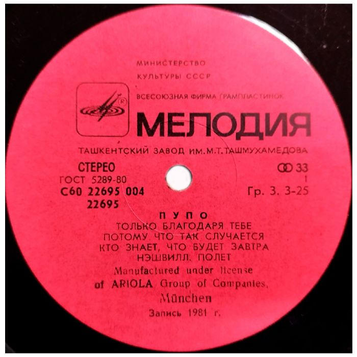 Виниловая пластинка PUPO ‎– Пупо – Только Благодаря Тебе – Lo Devo Solo A Te, 1981 (LP)
