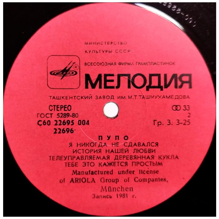 Виниловая пластинка PUPO ‎– Пупо – Только Благодаря Тебе – Lo Devo Solo A Te, 1981 (LP)